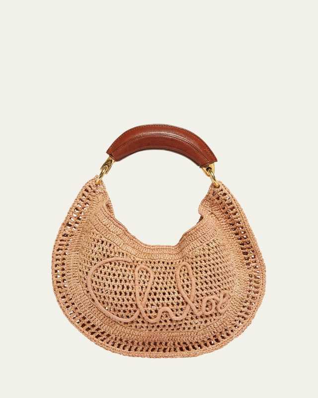 Summer Banana Top-Handle Bag in Crochet Fabric